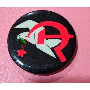 Vintage White Dove Hammer & Star Pinback Button 1.75" Diameter Communist Symbol